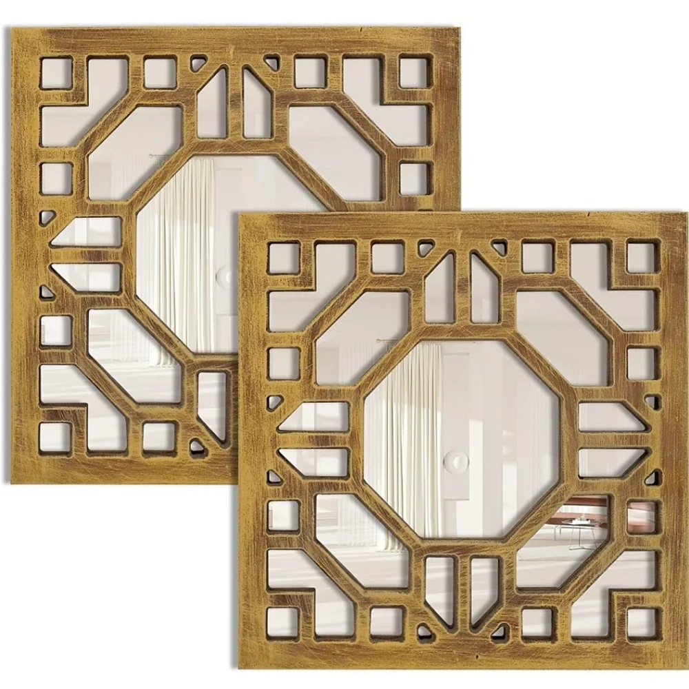 Wood Framed Mirror Set (2)